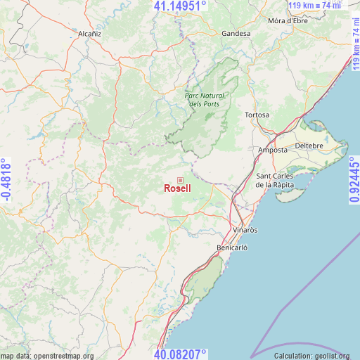 Rosell on map