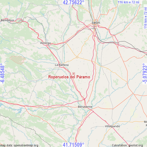 Roperuelos del Páramo on map