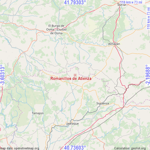 Romanillos de Atienza on map