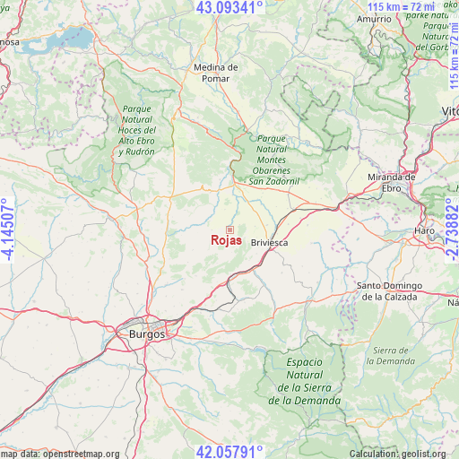Rojas on map