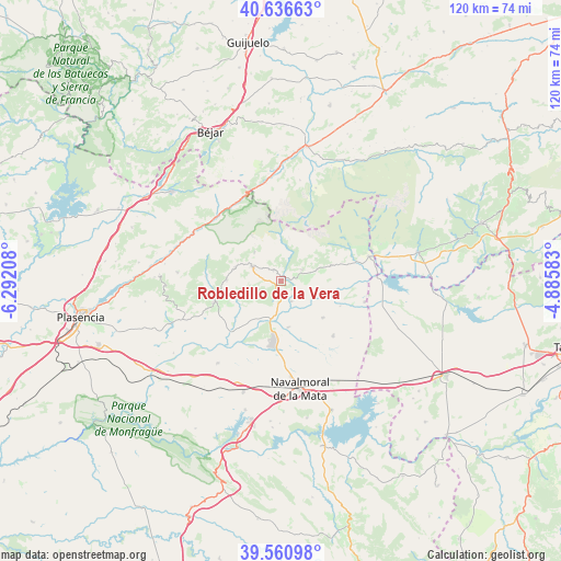 Robledillo de la Vera on map