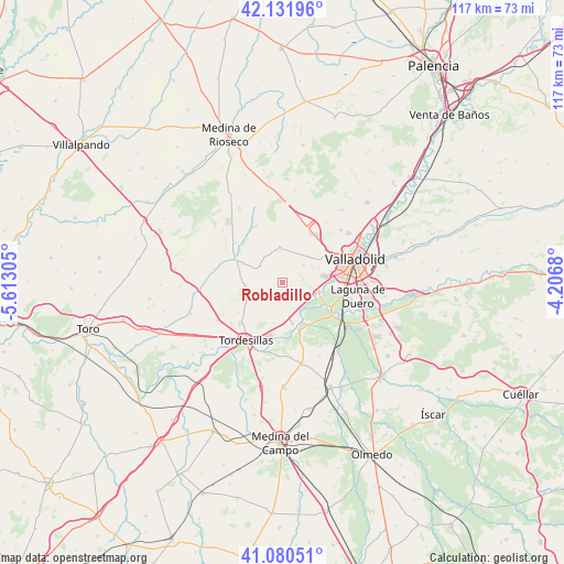 Robladillo on map