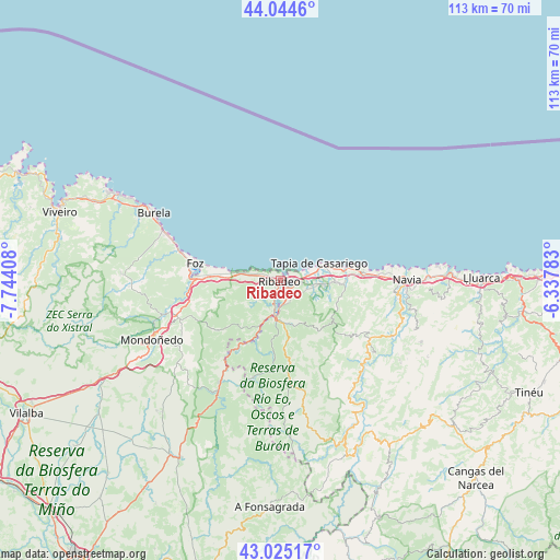 Ribadeo on map