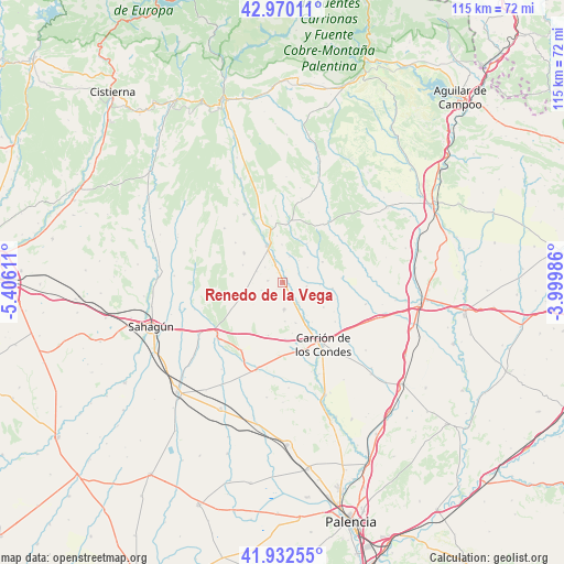 Renedo de la Vega on map