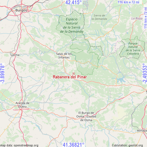 Rabanera del Pinar on map