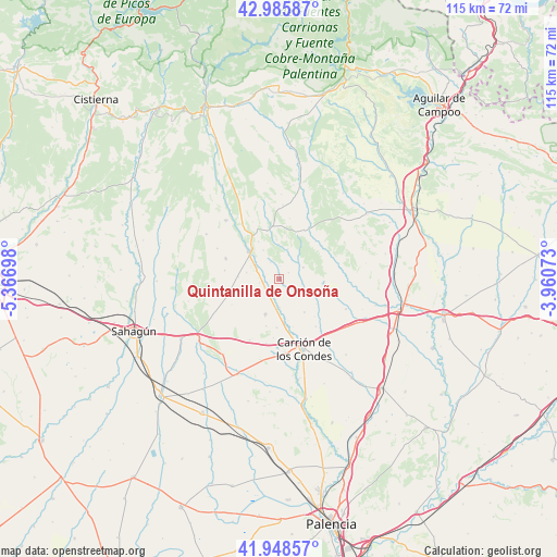 Quintanilla de Onsoña on map