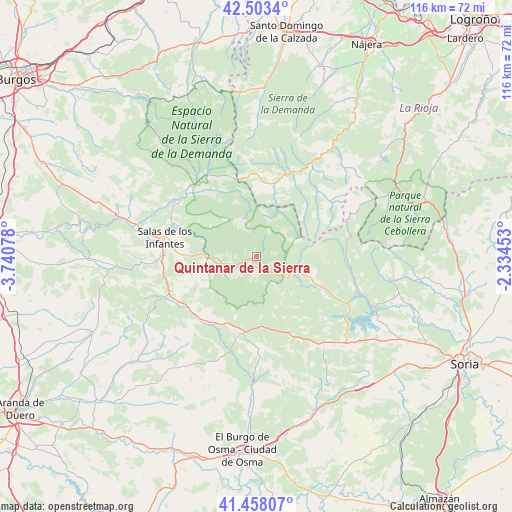 Quintanar de la Sierra on map