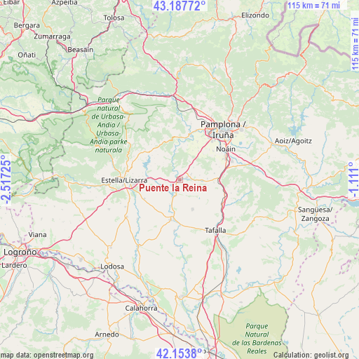 Puente la Reina on map