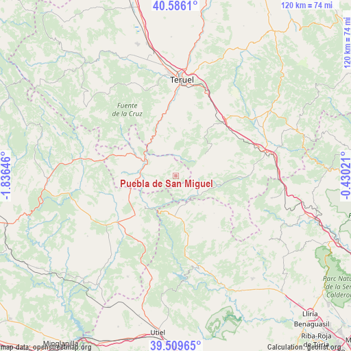 Puebla de San Miguel on map