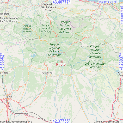 Prioro on map