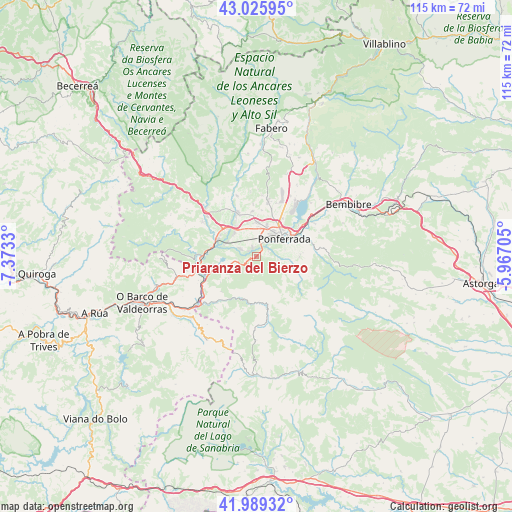 Priaranza del Bierzo on map