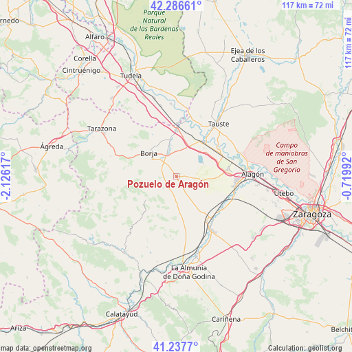 Pozuelo de Aragón on map