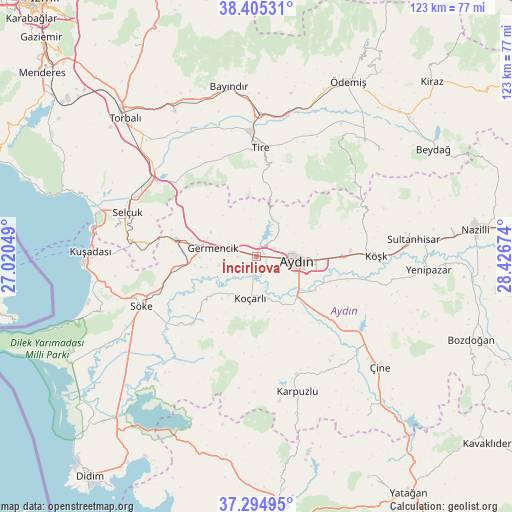 İncirliova on map