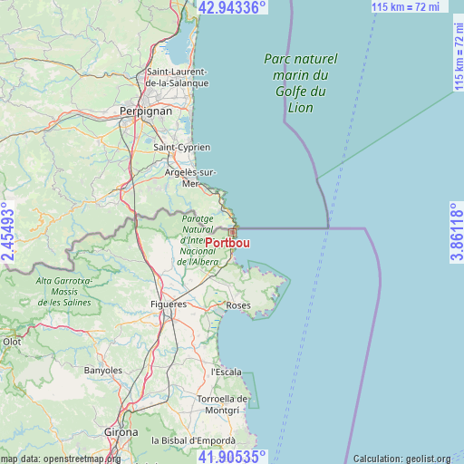 Portbou on map