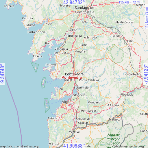 Pontevedra on map