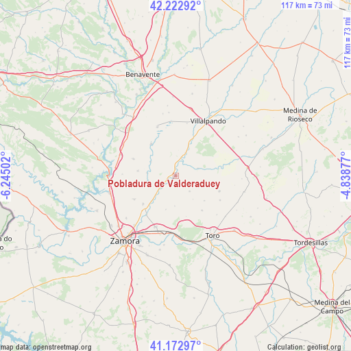 Pobladura de Valderaduey on map