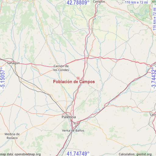 Población de Campos on map