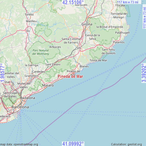 Pineda de Mar on map