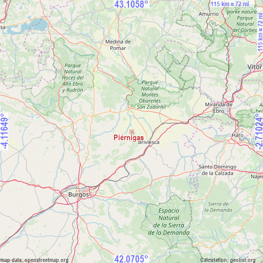 Piérnigas on map