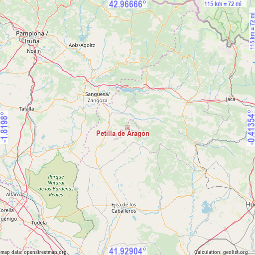 Petilla de Aragón on map