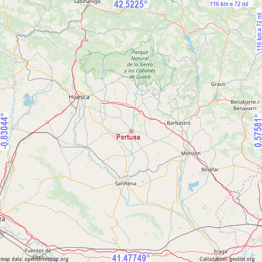 Pertusa on map