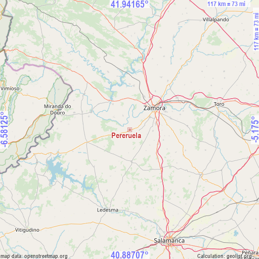 Pereruela on map