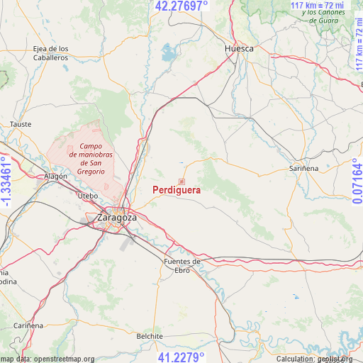 Perdiguera on map