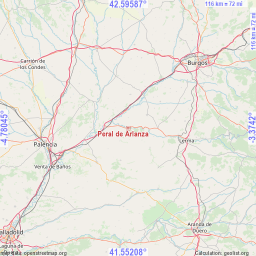 Peral de Arlanza on map