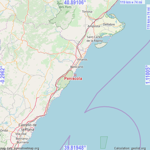 Peníscola on map