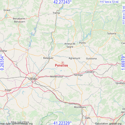 Penelles on map
