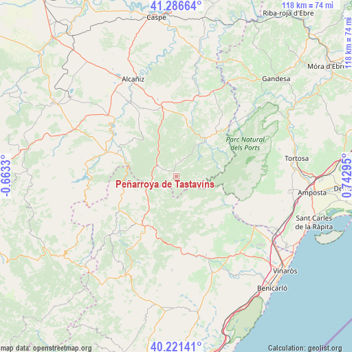 Peñarroya de Tastavíns on map