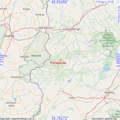 Peñaparda on map