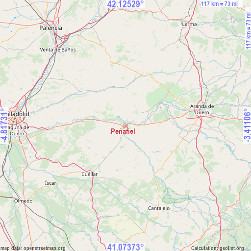 Peñafiel on map