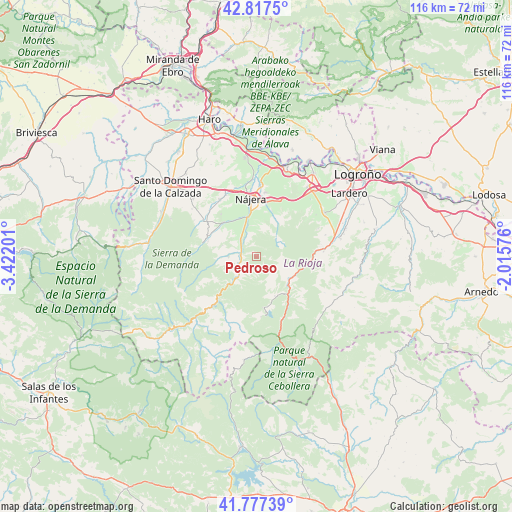 Pedroso on map