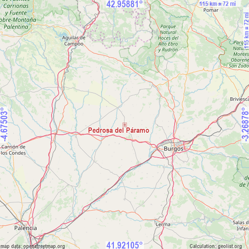 Pedrosa del Páramo on map