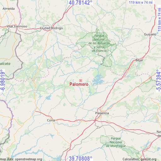Palomero on map
