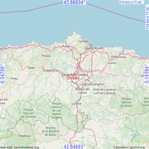 Oviedo on map