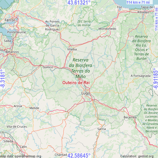 Outeiro de Rei on map