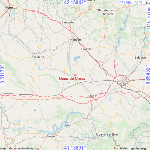 Osso de Cinca on map