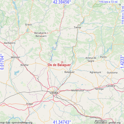Os de Balaguer on map