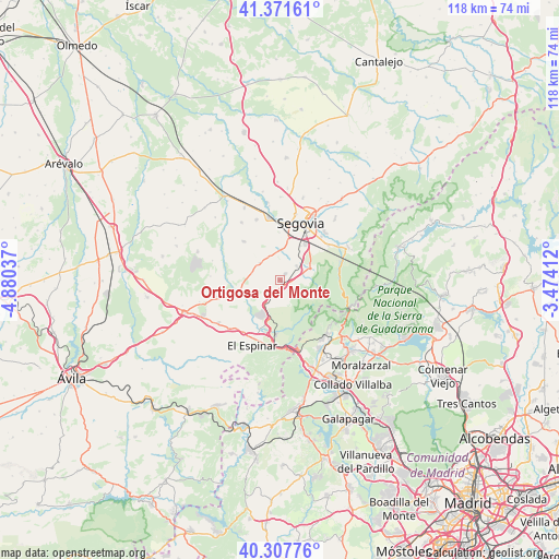 Ortigosa del Monte on map