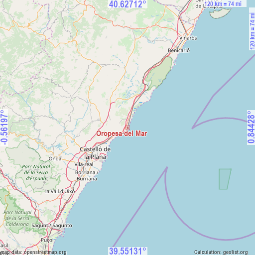 Oropesa del Mar on map