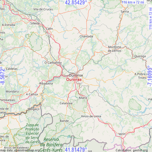 Ourense on map
