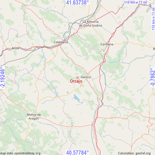 Orcajo on map