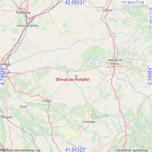 Olmos de Peñafiel on map