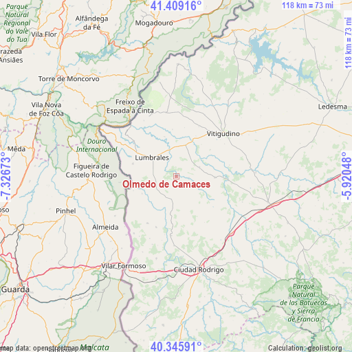 Olmedo de Camaces on map