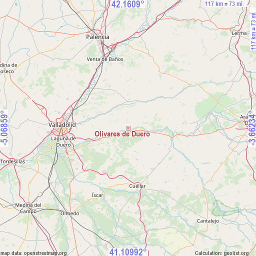 Olivares de Duero on map