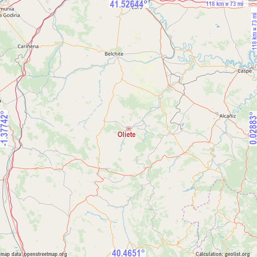 Oliete on map