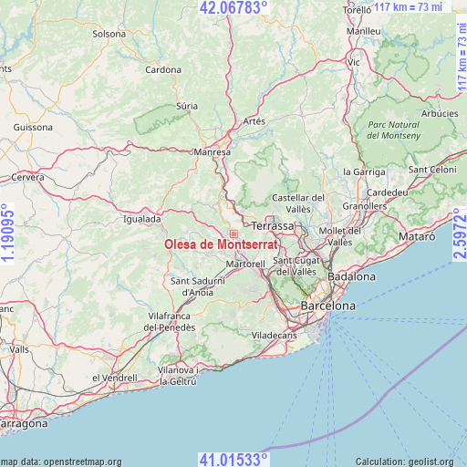 Olesa de Montserrat on map