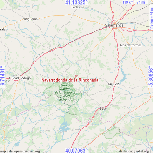 Navarredonda de la Rinconada on map